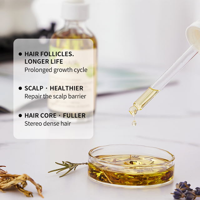 Elixir de ervas para crescimento capilar Syulli com alecrim e hortelã-pimenta | 8 extratos vegetais | Tratamento do couro cabeludo | Atacado e OEM