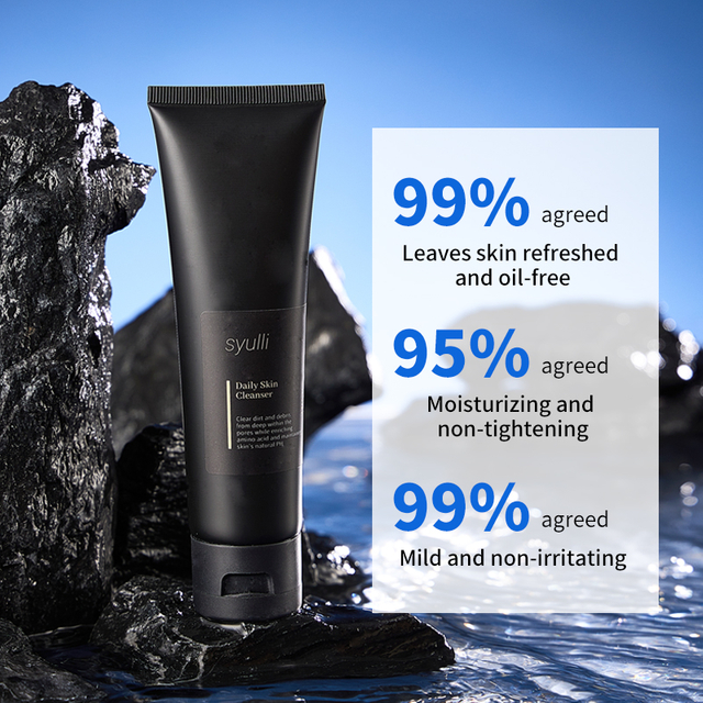 Creme de limpeza diário orgânico natural de marca própria, limpeza profunda, controle de óleo, aminoácido suave, lavagem facial masculina