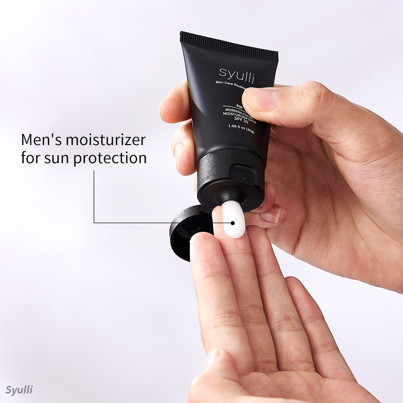 Sistema de cuidados com a pele masculino Syulli (conjunto de 4 peças) - Limpar, esfoliar, hidratar durante o dia, reparar à noite.